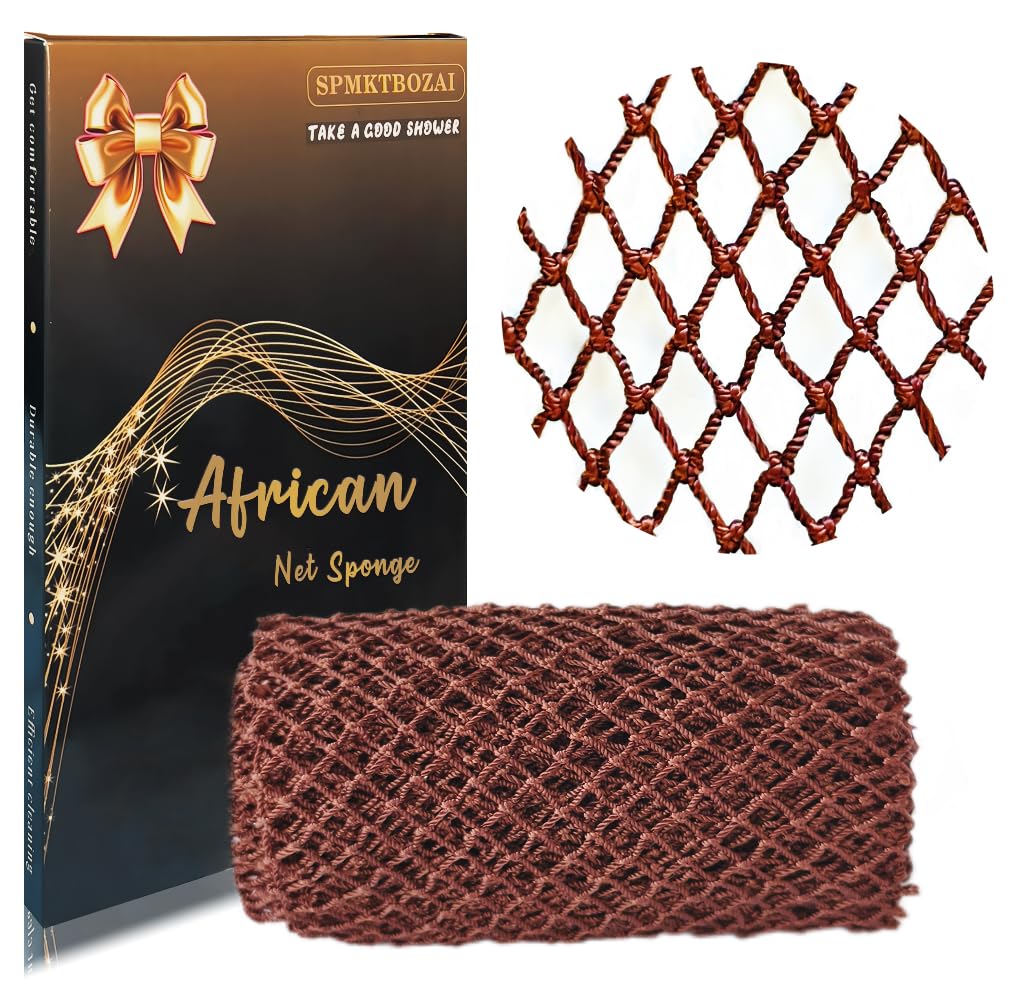 SPMKTBOZAI African Net Sponge Authentic, African Exfoliating Sponge Real African Net Black Owned, African Bath Sponge Back Scrubber, Body Exfoliator Shower Bath Accessories (Blue)
