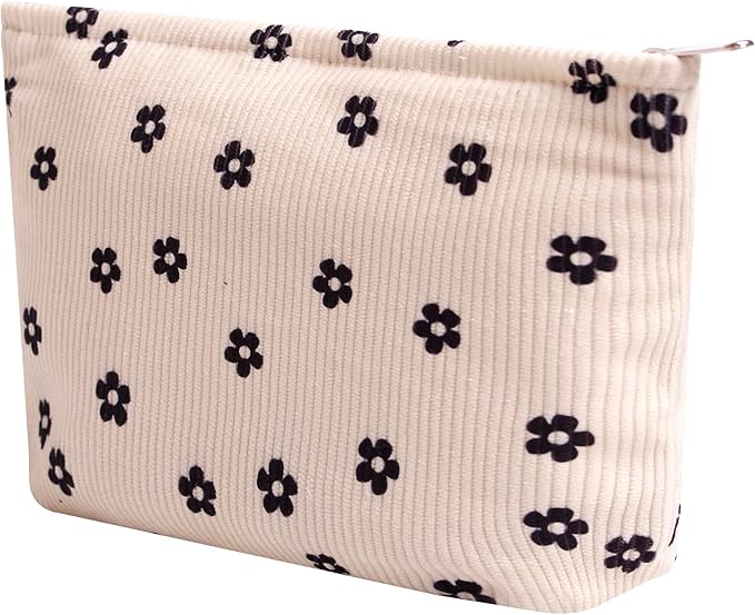 Gardsell Cosmetic Bags for Women - Corduroy Cosmetic Bag Aesthetic Women Handbags Purses Smile Dots Makeup Organizer Storage Makeup Bag Girls Case Bags (Flowers-Plum blossom)