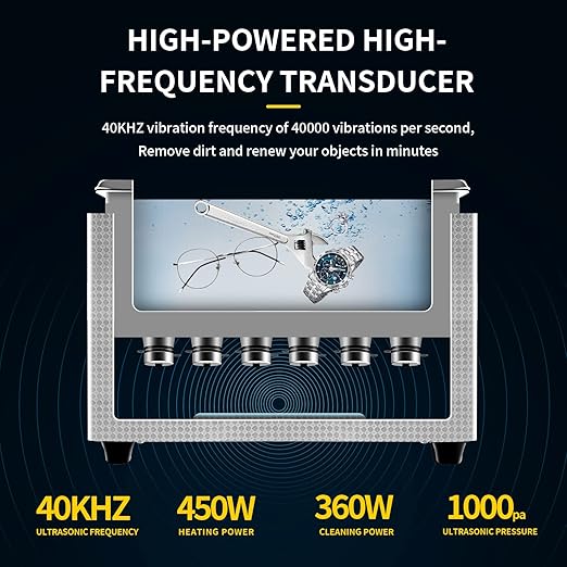ACMESONIC Ultrasonic Cleaner 15L Dual-Frequency Professional Digital Stainless Steel Cleaning Machine with Heater Timer for Denture, Coins, Small Metal Parts, Circuit Board, Lab Tools, etc