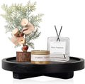 Round Decorative Tray Farmhouse Kitchen Decor Soap Dish, 8" Black