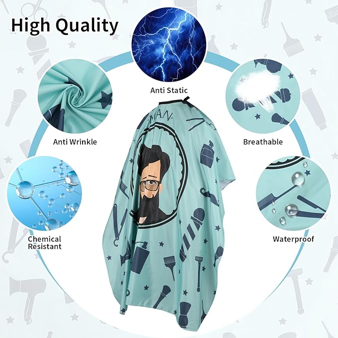 YELEGI Professional Hair Cutting Cape(2Pcs), Salon Barber Cape with Adjustable Snap Closure, Waterproof Hair Dye Color Cape Hair dressing stylist apron (Hair Cutting Scissors & Barber Supplies)