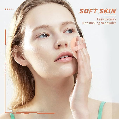 10 Pieces Foundation Sponge for Face Powder, 2.36 inch Makeup Puff for Foundation Velour Pure Cotton Applicator Cotton Cosmetic Makeup Puffs Pads with Ribbon
