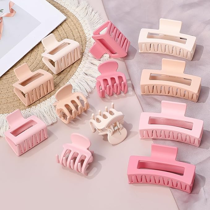 SMKSL 3 Styles Hair Clips for Women Small Medium Big Claw Clips for Thin Thick Hair 12 Pcs Hair Claw Clips Hair Clips Combination Hair Accessories for Women (Pink)