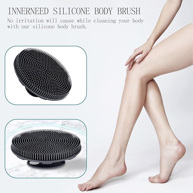 INNERNEED Food-Grade Soft Silicone Body Scrubber Shower Brush, Pack of 4