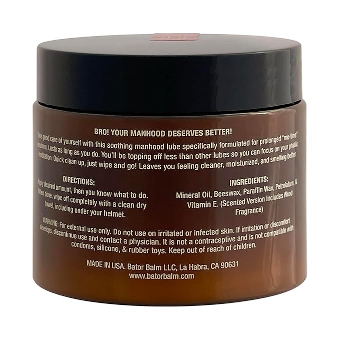 Bator Balm (Unscented Gentlemen's Long Lasting Moisturizing Lubricant. Easy Clean Up Oil Based lube. Just wipe and go!