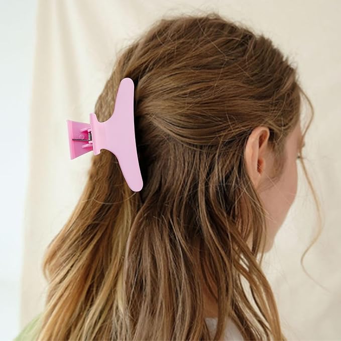 BAHABY Hair Clips for Styling Sectioning 12 Pack Pink Yellow Blue Butterfly Clamps Hair Claw Clips Pro Salon Hair Clips for Styling, Sectioning, Cutting and Coloring