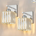 Modern Wall Sconce Set of Two Indoor Wall Lamp Chrome Wall Sconces Crystal Wall Light Bathroom Vanity Light Fixtures Wall Mounted Room Sconce Wall Lighting