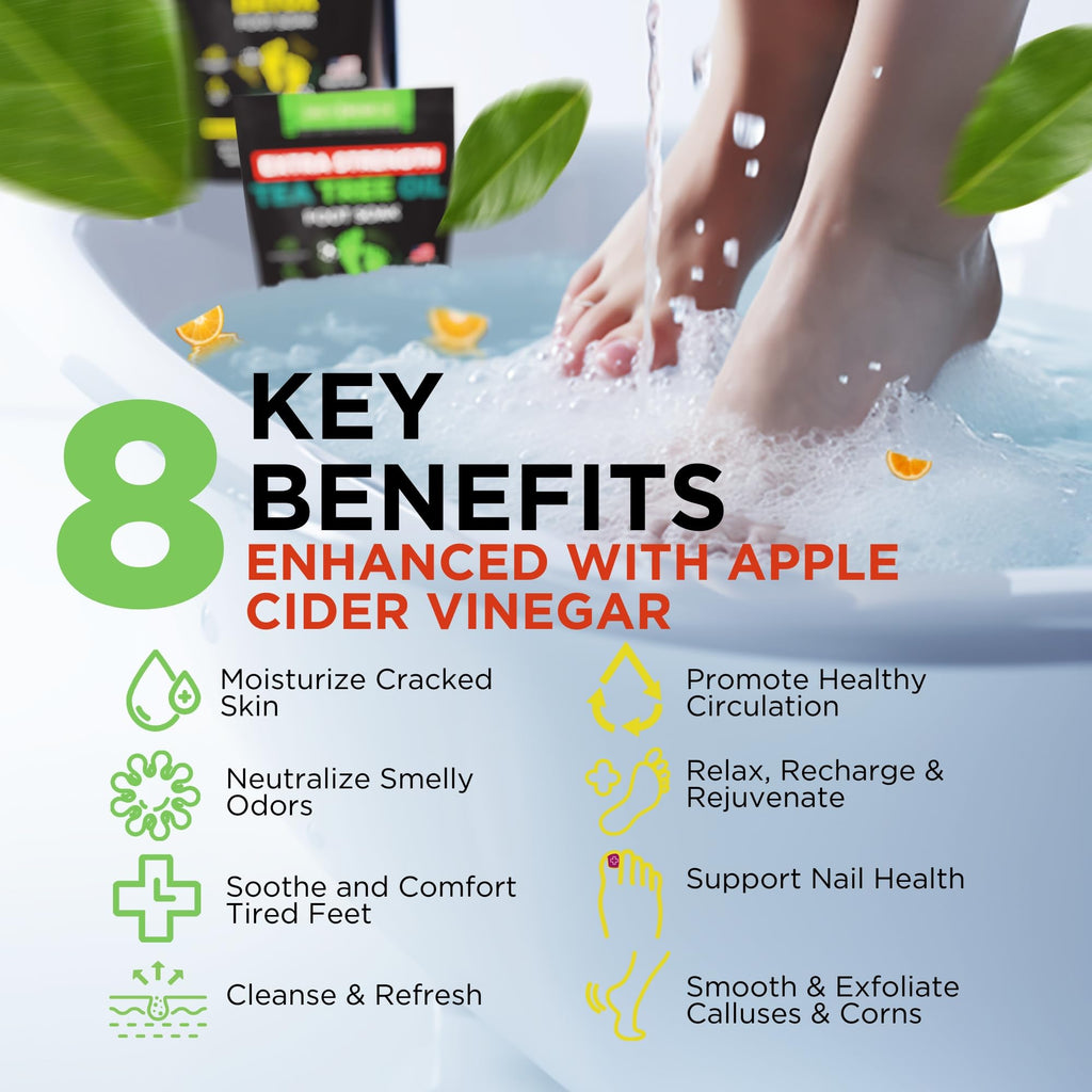 DAILY REMEDY EXTRA STRENGTH Tea Tree Oil & Citrus Detox Foot Soak Set - Made in USA - Soothes Sore Tired Feet, Athletes Foot, Stubborn Foot Odor, Softens Calluses & Refreshes & Detoxifies - Pack of 2