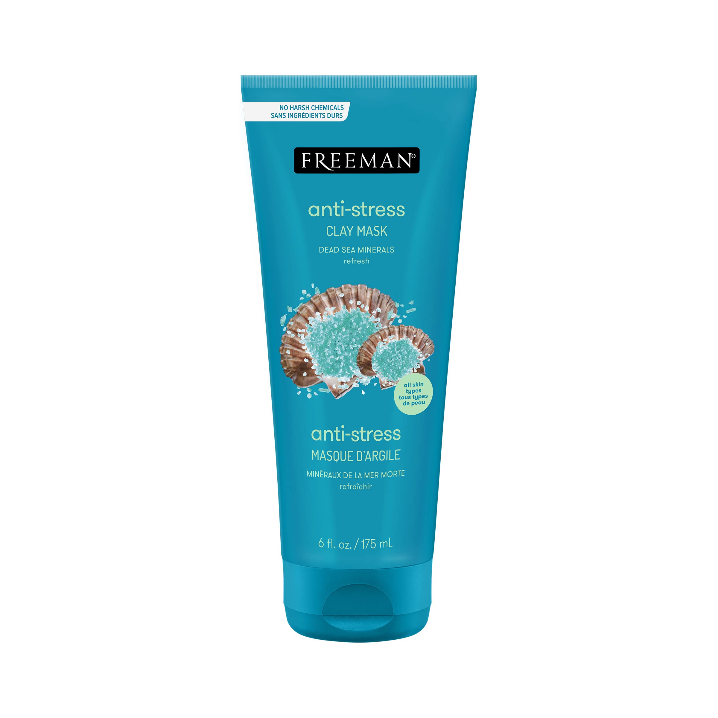 Freeman Anti-Stress Clay Mask, Dead Sea Mineral Face Mask, 6 Fl Oz Tube