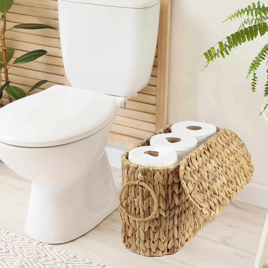 Water Hyacinth Toilet Paper Storage Basket with Lid
