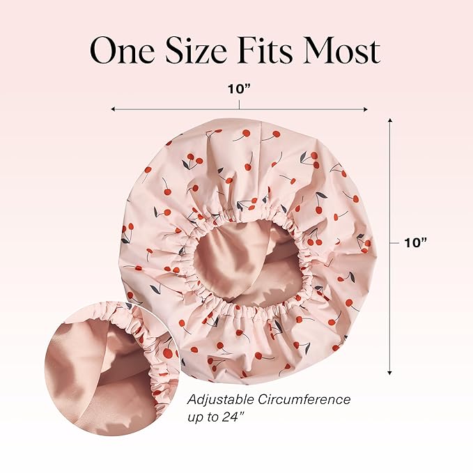 Kitsch Luxury Large Shower Cap for Women - Cherry Print