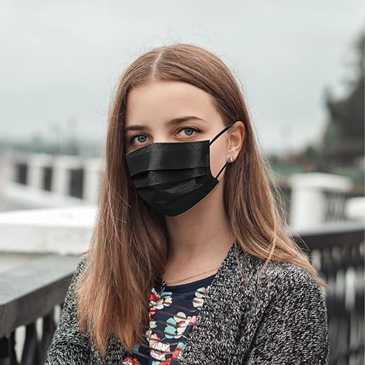 Wecolor 120PCS Black Masks, Disposable Face Mask, 3 Ply Protection Masks