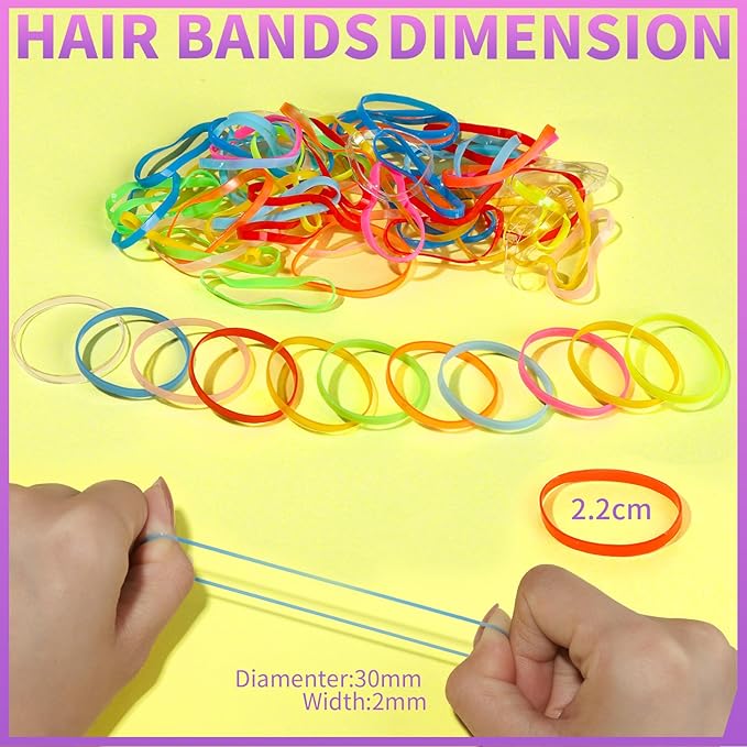 Teenitor Elastic Ties Hair Bands, Small Hair Elastics, 2000pcs Multi Color Hair Ties, Hair Holder Elastic for Girls Rubber Bands, 11 Colors