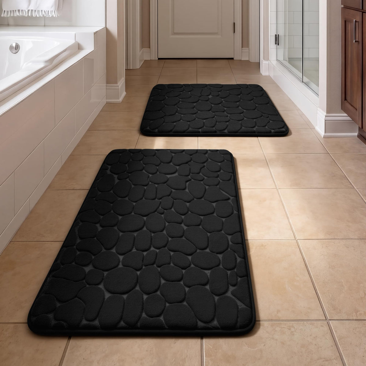 YIHOUSE Bathroom Rugs Mat Set, Memory Foam Bath Mat 5 Piece Dark Grey