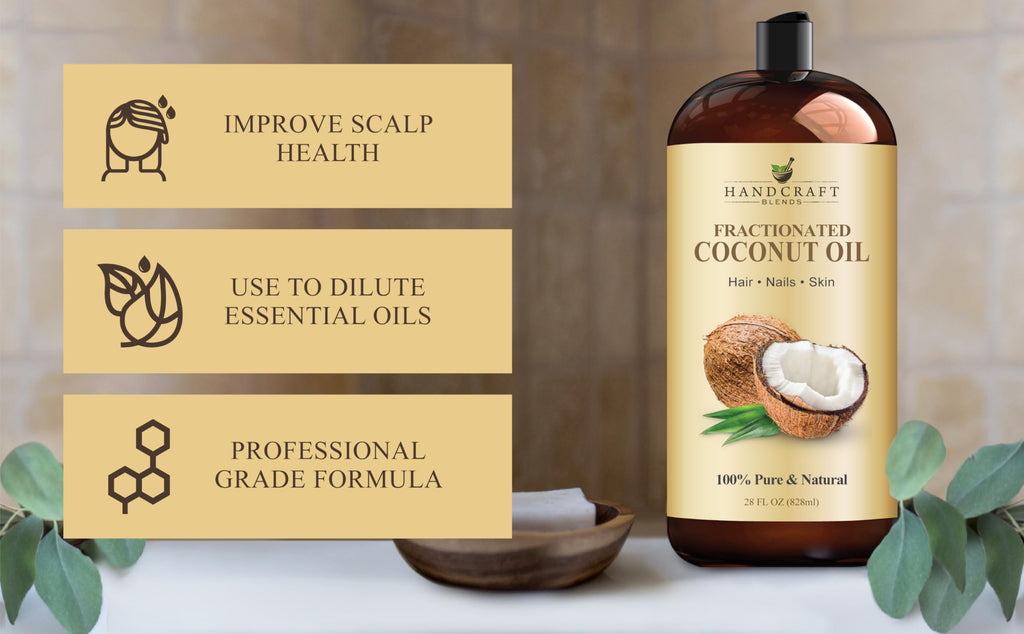 Handcraft Blends Fractionated Coconut Oil - 28 Fl Oz - 100% Pure and Natural - Premium Grade Carrier Oil for Skin and Hair - Hair and Body - Massage