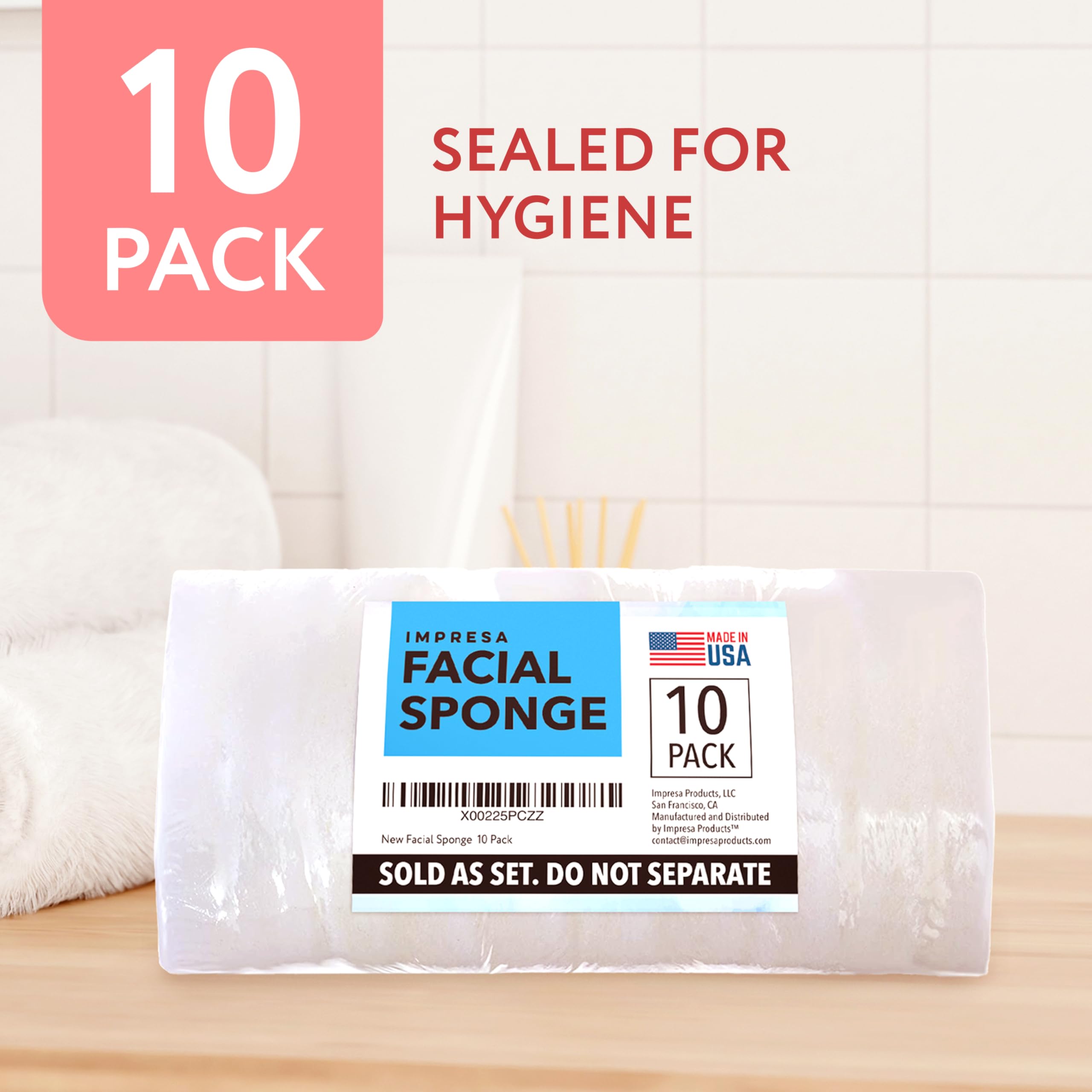 IMPRESA Facial Sponge - Daily Deep Cleansing Face Scrubber - Gentle Exfoliating Pads for Dead Skin Removal - Reusable Face Scrub Pads for Normal to Oily Skin (White, Regular)