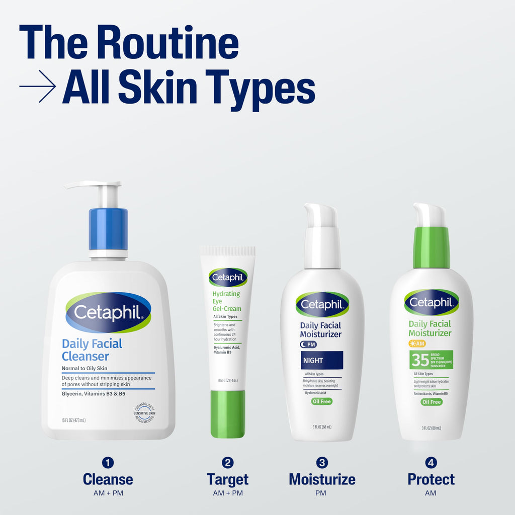 Cetaphil Daily Oil-Free Facial Moisturizer with Sunscreen, SPF 35, Fragrance Free, 3 fl oz (88 ml)