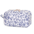 Narwey Small Makeup Bag for Purse Travel Makeup Pouch Mini Cosmetic Bag Zipper Pouch for Women (Little Grayish Blue Flower, Small)