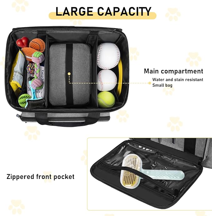 GMAK Pet Grooming Bag, Dog Grooming Tote Bags Supplies Organizer Case Pets Tools Organizer Tote for Dog Cat Grooming Tool Kit and Accessories, Grey(Bag Only)