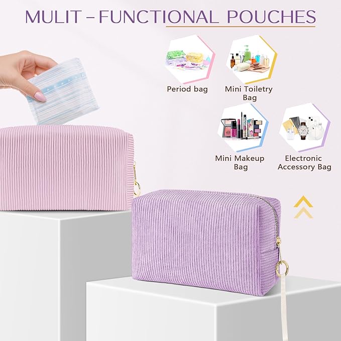 Tampon Holder for Purse, Corduroy Period Bag Sanitary Napkin Storage Bag for Girls Womens, Portable Feminine Emergency Pad Period Pouch(Light Blue)
