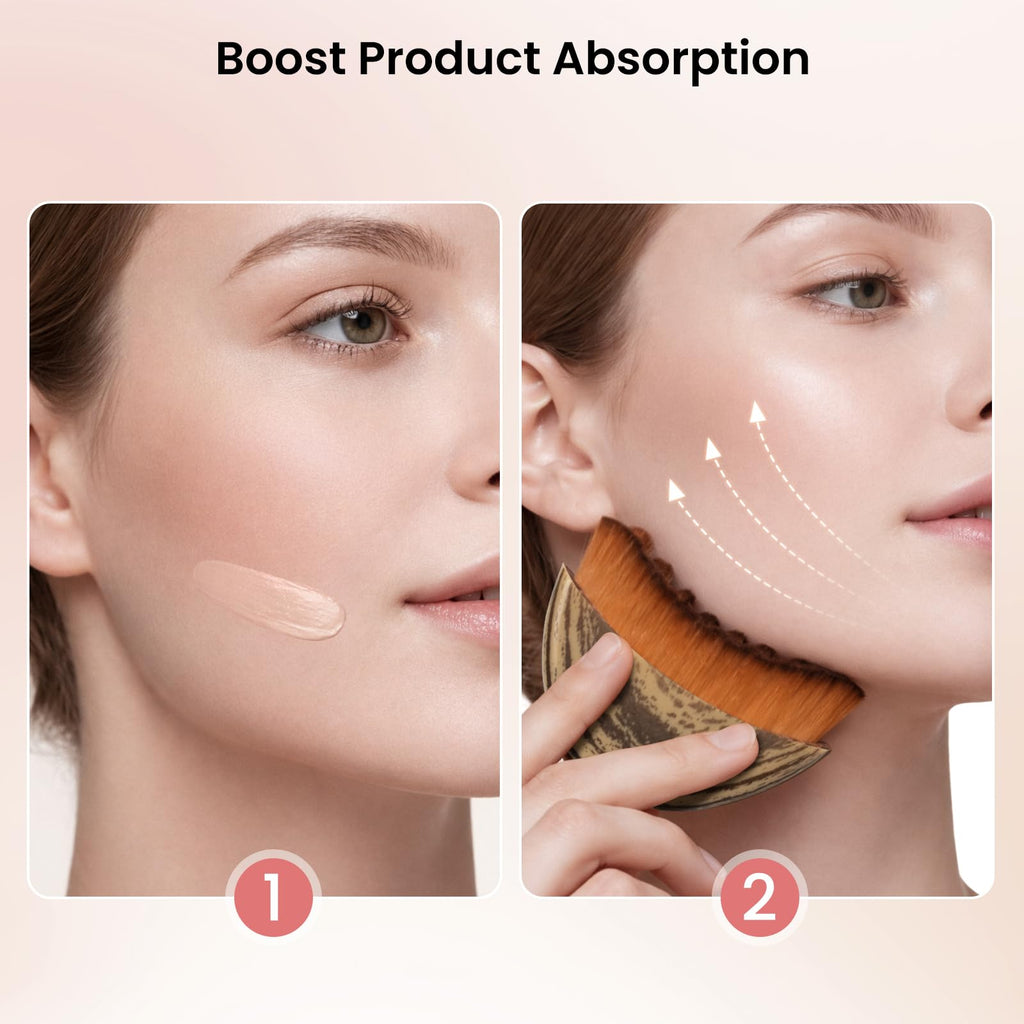 Cwfas Lymphatic Contour Face Brush for Lymphatic Drainage & Facial Sculpting, Depuffing Tool for Makeup Prep and Self-Care, Boosts Circulation and Skincare Absorption (2-Piece Face Brush) Medium