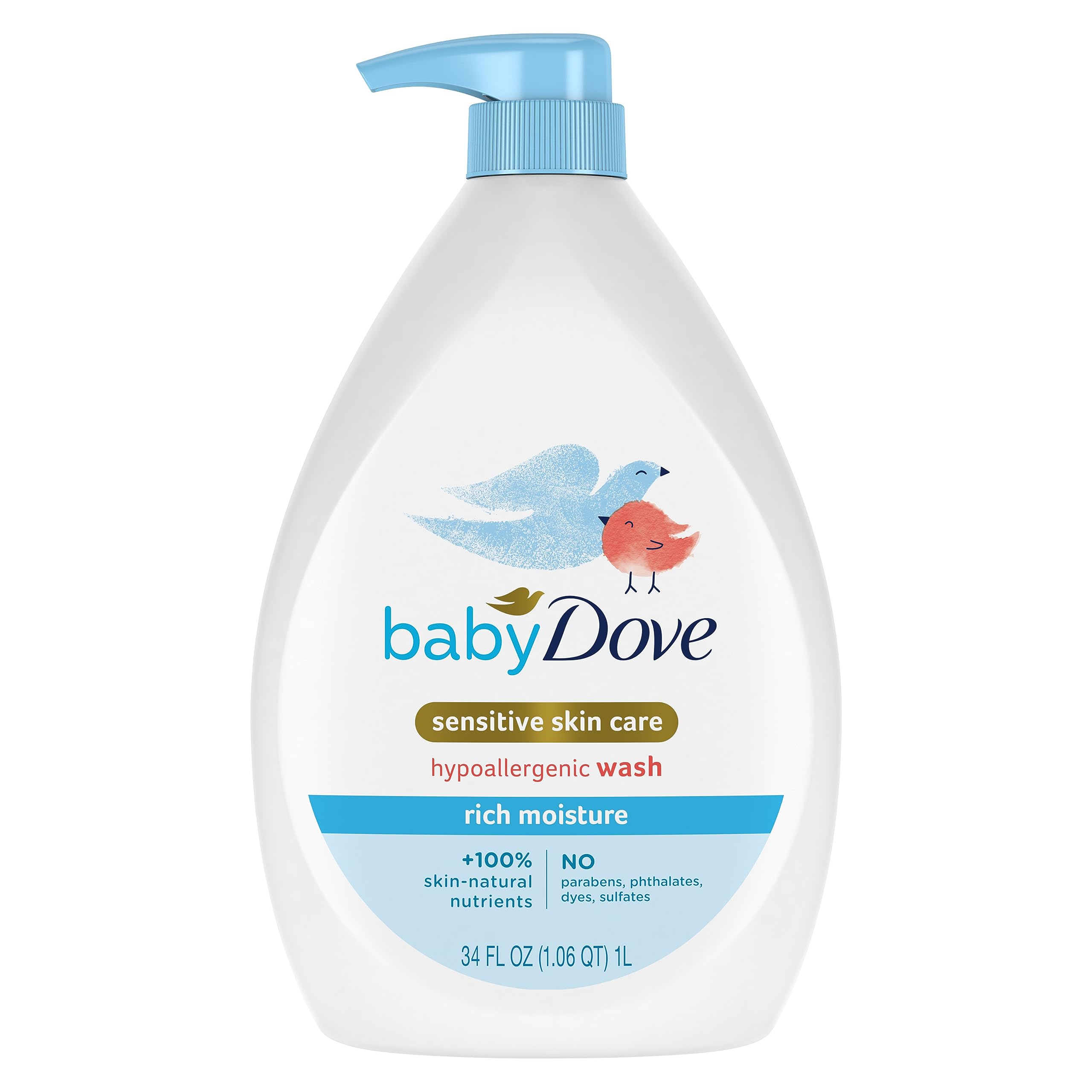 Baby Dove Sensitive Skin Care Body Wash Tear-Free and Hypoallergenic, 34oz