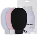 Deep Exfoliating Body Mitt - Style Scrub Glove for Dead Skin, Dry Skin & Self Tan Removal - Ideal for Bumpy Skin, KP Treatment & Shower Care 3pcs