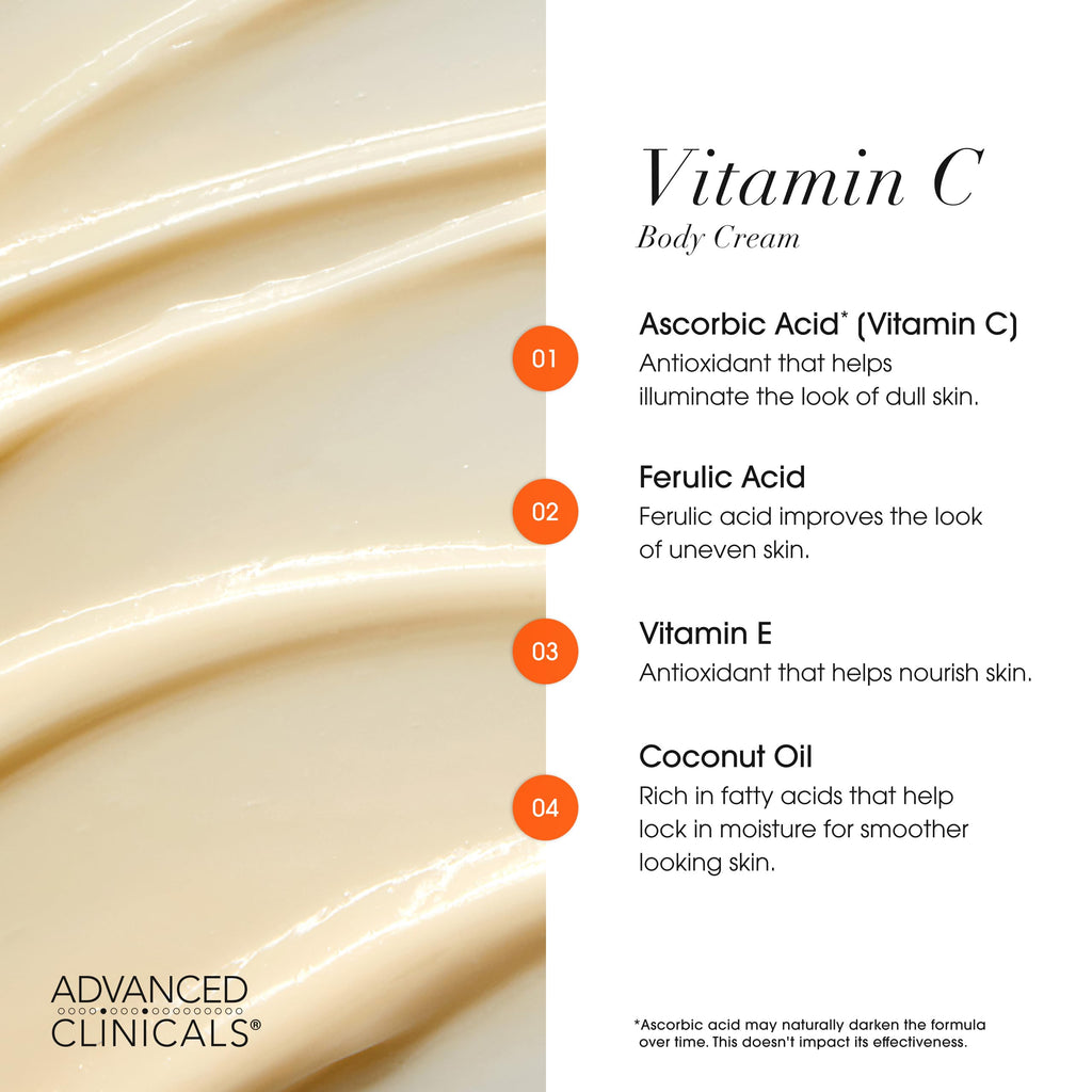 Advanced Clinicals Retinol Body Lotion + Brightening Vitamin C Lotion 2pc Skincare Set For Women & Men | Body Cream & Face Moisturizer Set Helps Improve The Look Of Dark Spots & Uneven Skin Tone, 2PC