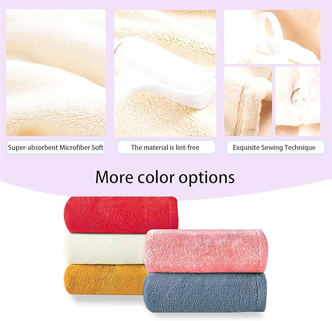 Microfiber Hair Drying Towel Wrap for Women, Hair Turbans Towel for Wet Hair,turbie Twist Hair Towels(The Color of the Picture is for Reference only) (Warm White)