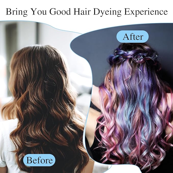 Bewudy 12 Pcs 4 Sets of Highlight Cap with Hooks, Hair Highlighting Caps, Highlight Hair Coloring Frosting Dye Kit for Salon Hair Dyeing Hairdressing (2 Blue + 2 Pink)