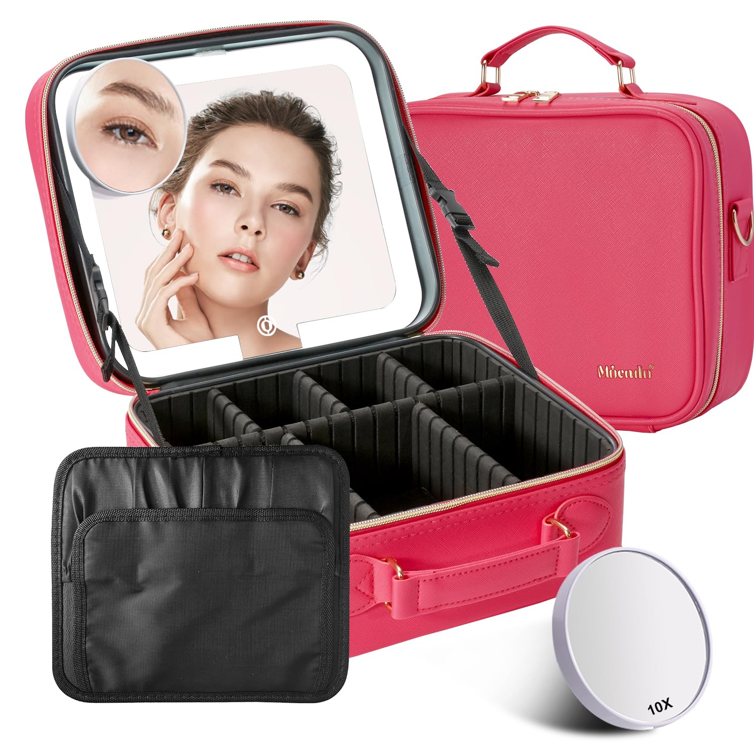 Mocado Travel Makeup Bag with Mirror Makeup Case with 10x Magnifying Mirror