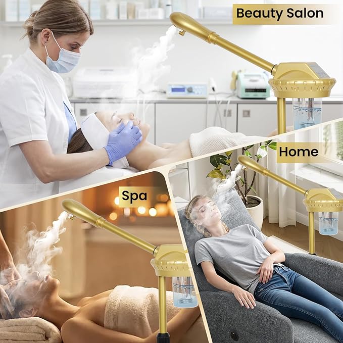 Wuissvnb Facial Steamer, Professional Facial Steamer for Estheticians, Hot Mist & Timer Function, Ozone Face Steamer on Wheels for Spa, Salon and at Home Use