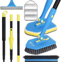 Tile Tub Scrubber Brush with 5 Different Function Cleaning Heads and 51" Extendable Long Handle Non Scratch Shower Scrubber for Cleaning Bathroom Kitchen Toilet Wall Bathtub