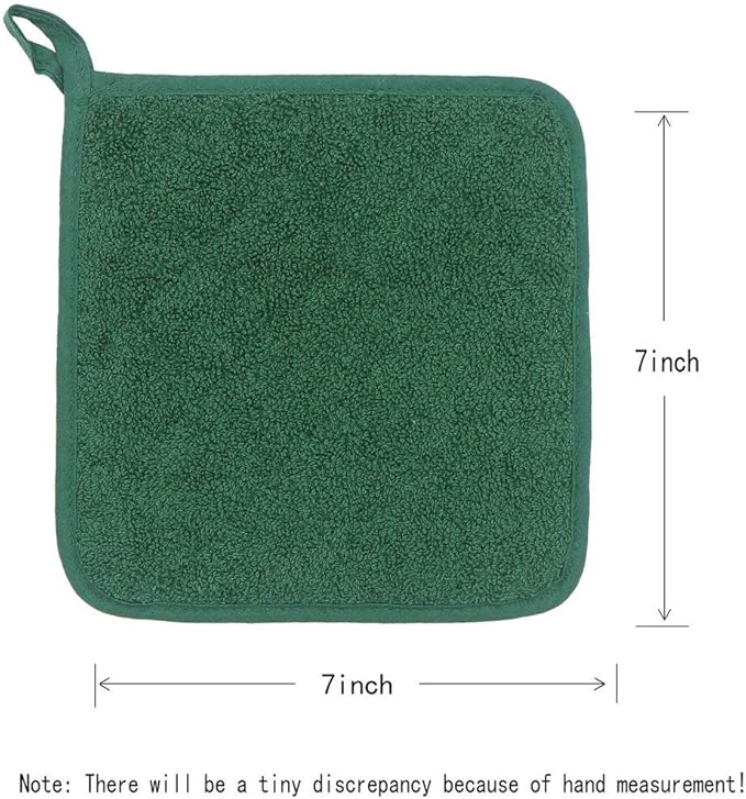 GQZLUCK Cotton Pot Holders, Hot Pads for Kitchen,Set of 4, Dark Green