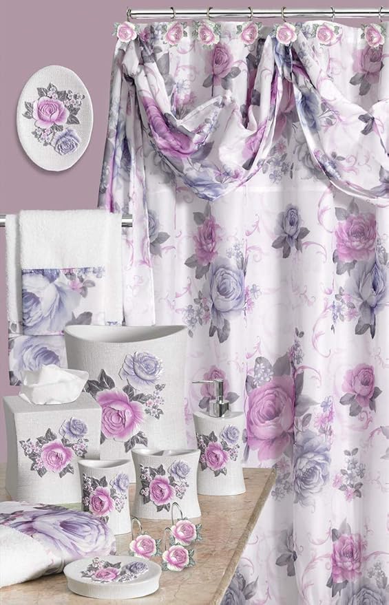 Zahari Home 4pc Michelle Bathroom Accessories Sets Lotion Pump, Tumbler, Tooth Brush Holder and Soap Dish Unique Design Floral Bathroom Set
