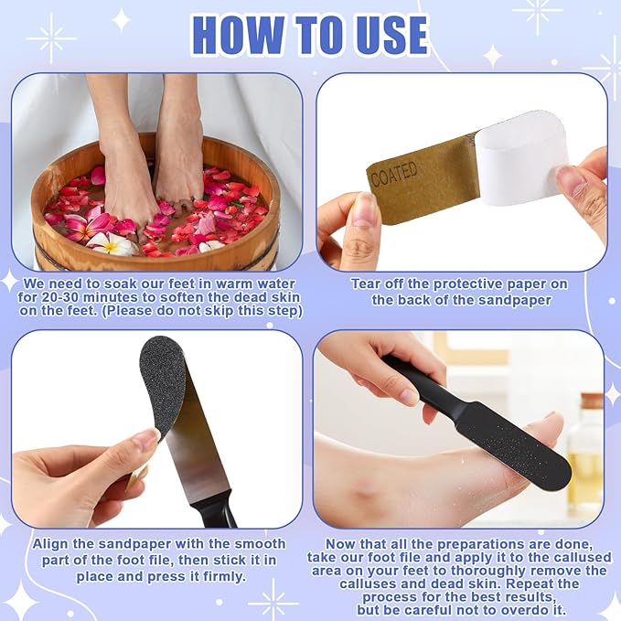 Mudder 2 Pieces Stainless Steel Pedicure Foot File Callus Remover Foot Scrubber Rasp with 20 Replaceable Coarse/Fine Double Side Reusable Pads for Care Cracked Skin Callus Remover Tool(Black)
