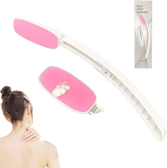 Vivificenca Daily Lotion Applicator for Back and Body - Self Tanner and Sunscreen Applicators for Lotion and Tanning Oils Smooth EVA Pad and Foldable Curved Handle,Easy to Carry (Pink)