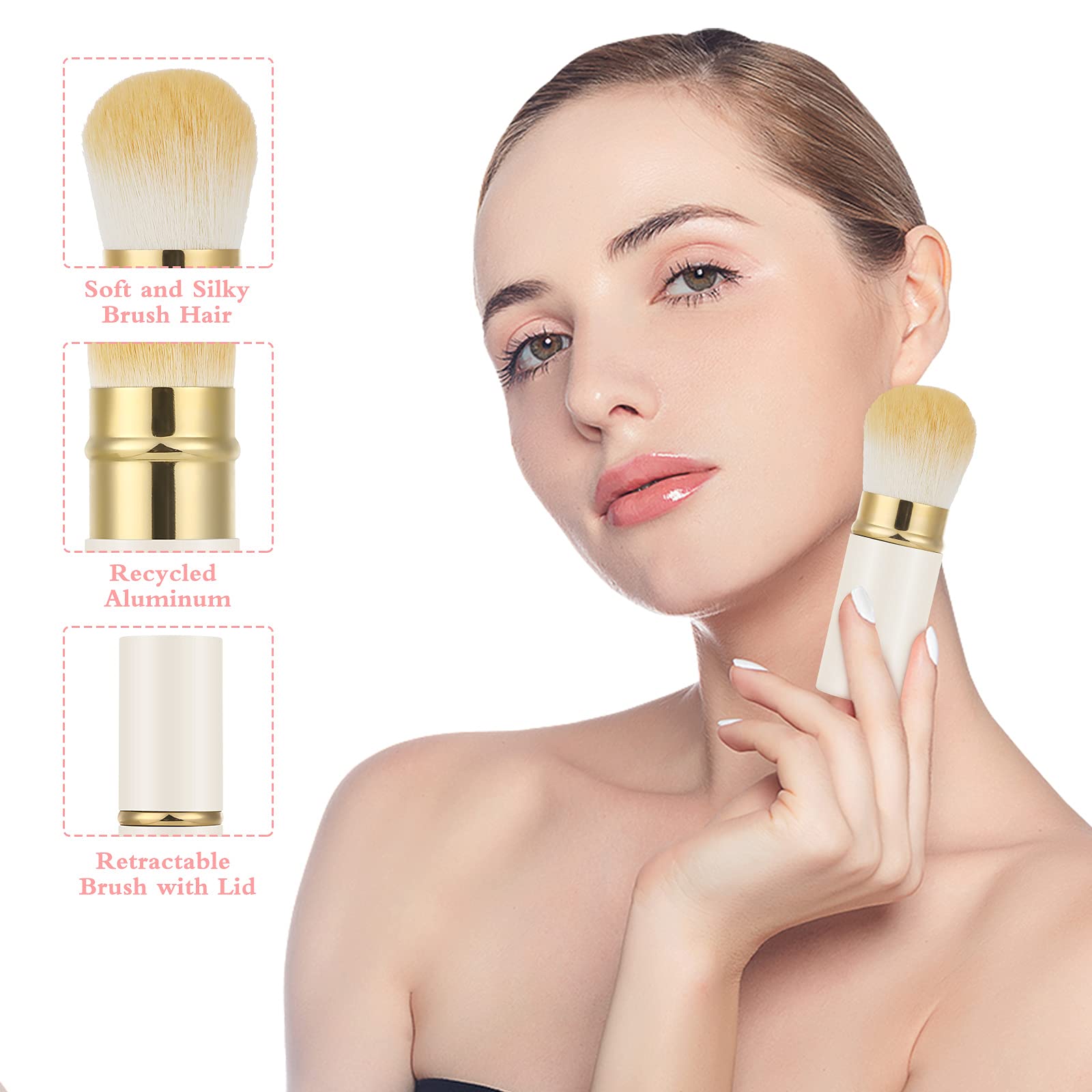 Retractable Kabuki Makeup Brush, Travel Face Blush Brush