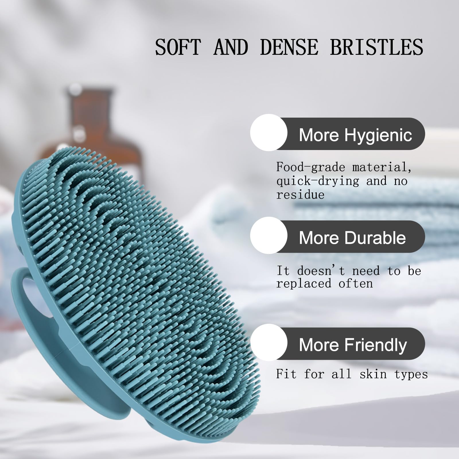 INNERNEED Food-Grade Soft Silicone Body Scrubber Shower Brush, Dark Green