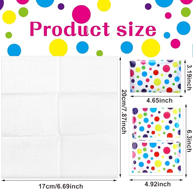 Geyee 50 Packs Tissue Travel Size Facial Paper Napkins Travel Packs Disposable Pocket Tissues for Wedding Guest Traveling School Purse Home Supplies, 500 Sheets 3 Ply(Polka Dot)