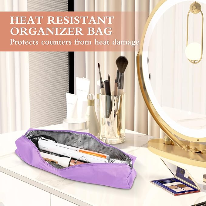 Suafrnut Professional Hot Hair Tools Organizer Bag Portable Travel Heat Resistant Storage Case Pouch for Curling Irons, Flat Irons, Hair Straightener and Styling Tools(17.7" x 3.2"x 3.2")