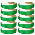 Wecoe 10 Pack Green Headbands 1 Inch Wide Satin Headbands Women Non Slip Fashion Plain Head Bands Solid Hair Bands DIY St. Patrick's Day Hair Accessories for Women Girls Diademas Para Mujer