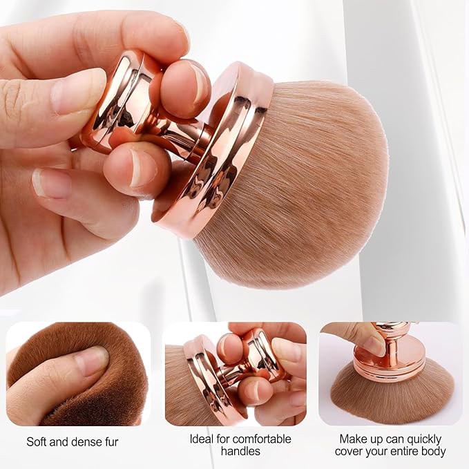 YOUDMEARUD 2pcs Extra Large Body Makeup Brush For Self Tanner, Self Tanner Applicator Foundation, Oval Self Tanning Blend Brush Kabuki Brush, Tan Legs Arms Face Body (Rose Gold)