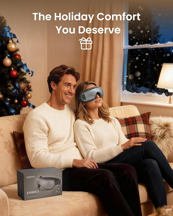 RENPHO Limited Edition Eye Massager with Heat and Cooling Voice Control, Birthday Gifts for Men Women, FSA Eligible HSA, Eye Mask for Dry Eyes Head Tension and Stress Relief - Eyeris 3