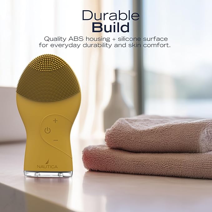 Nautica PC120 Facial Cleansing Brush Made with Ultra-Hygienic Soft Silicone, Waterproof, Rechargeable Vibrating Face Exfoliator Scrub Brush with Sonic Technology for Men & Women - Summer Sun