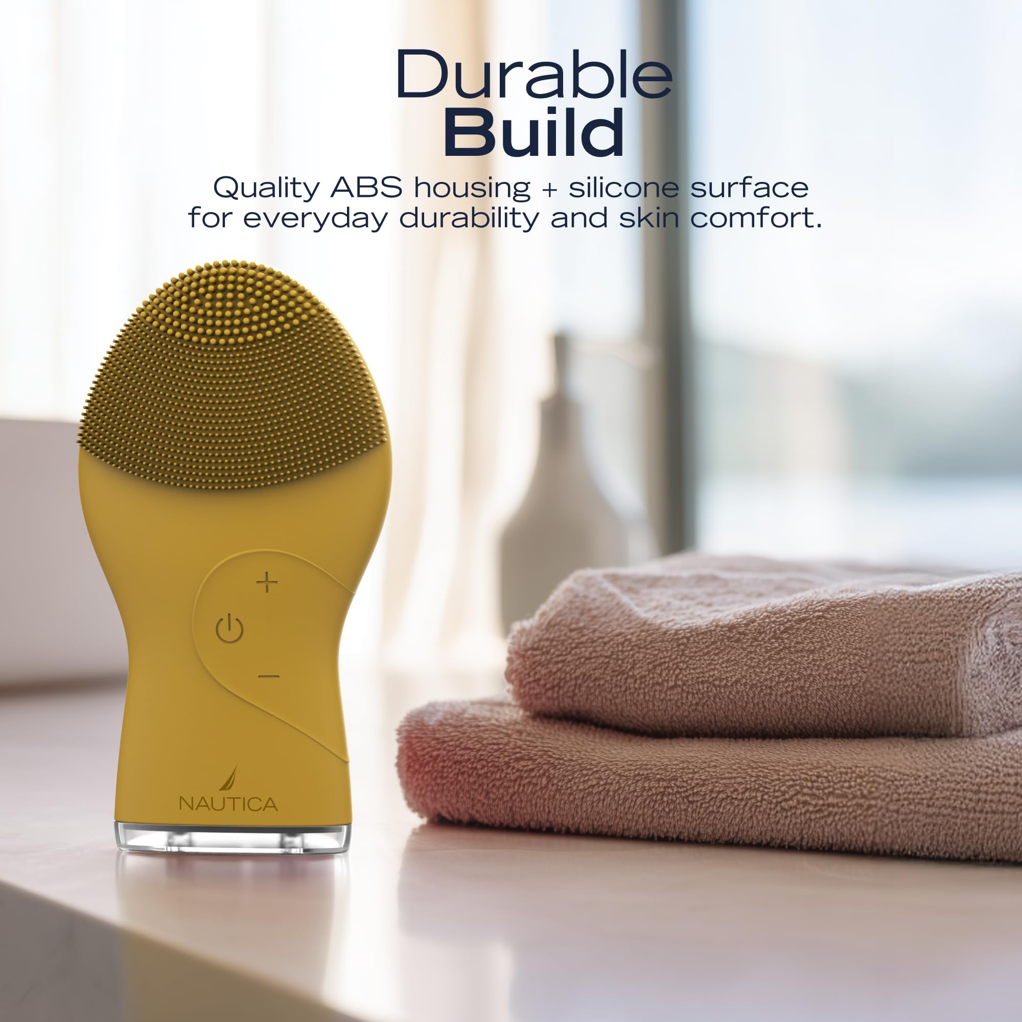Nautica PC120 Facial Cleansing Brush Made with Ultra-Hygienic Soft Silicone, Waterproof, Rechargeable Vibrating Face Exfoliator Scrub Brush with Sonic Technology for Men & Women - Summer Sun