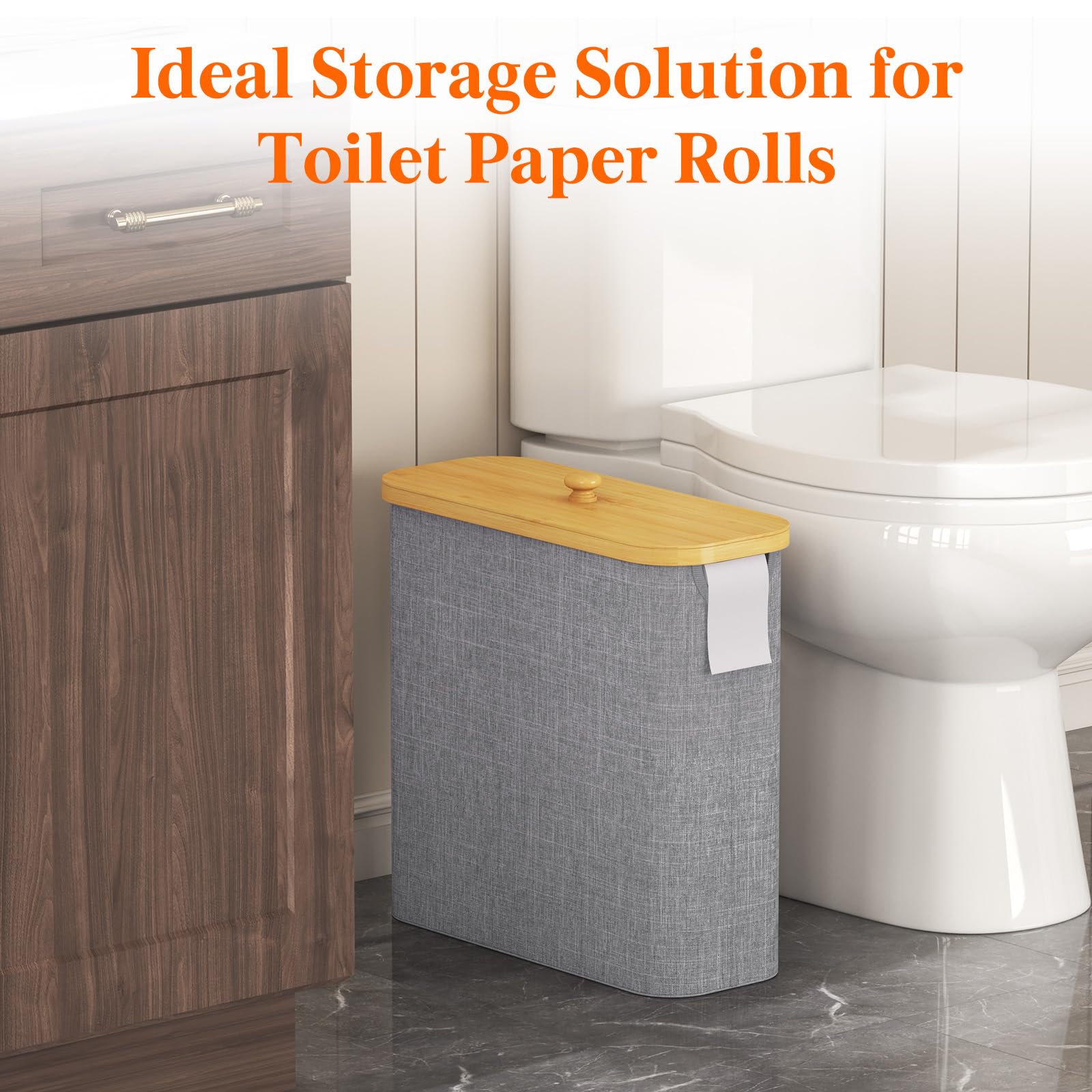 Lifewit Toilet Paper Storage Holder Extra Large Stand Basket 30L Light Gray
