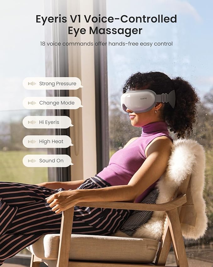 RENPHO Eyeris 1V Eye Massager with Voice Control, FSA Eligible HSA, Heated Smart Eye Mask with Bluetooth Music for Dry Eyes, Birthday Gifts for Women & Men, Graduation Gifts for Students