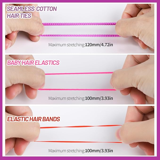 Teenitor Hair Rubber Bands Elastic Hair Ties, Hair Accessories for Girls, Colorful Rubber Bands for Hair Baby Hair Ties, Hair Elastic for Toddler Girls Kids Elastic Ties