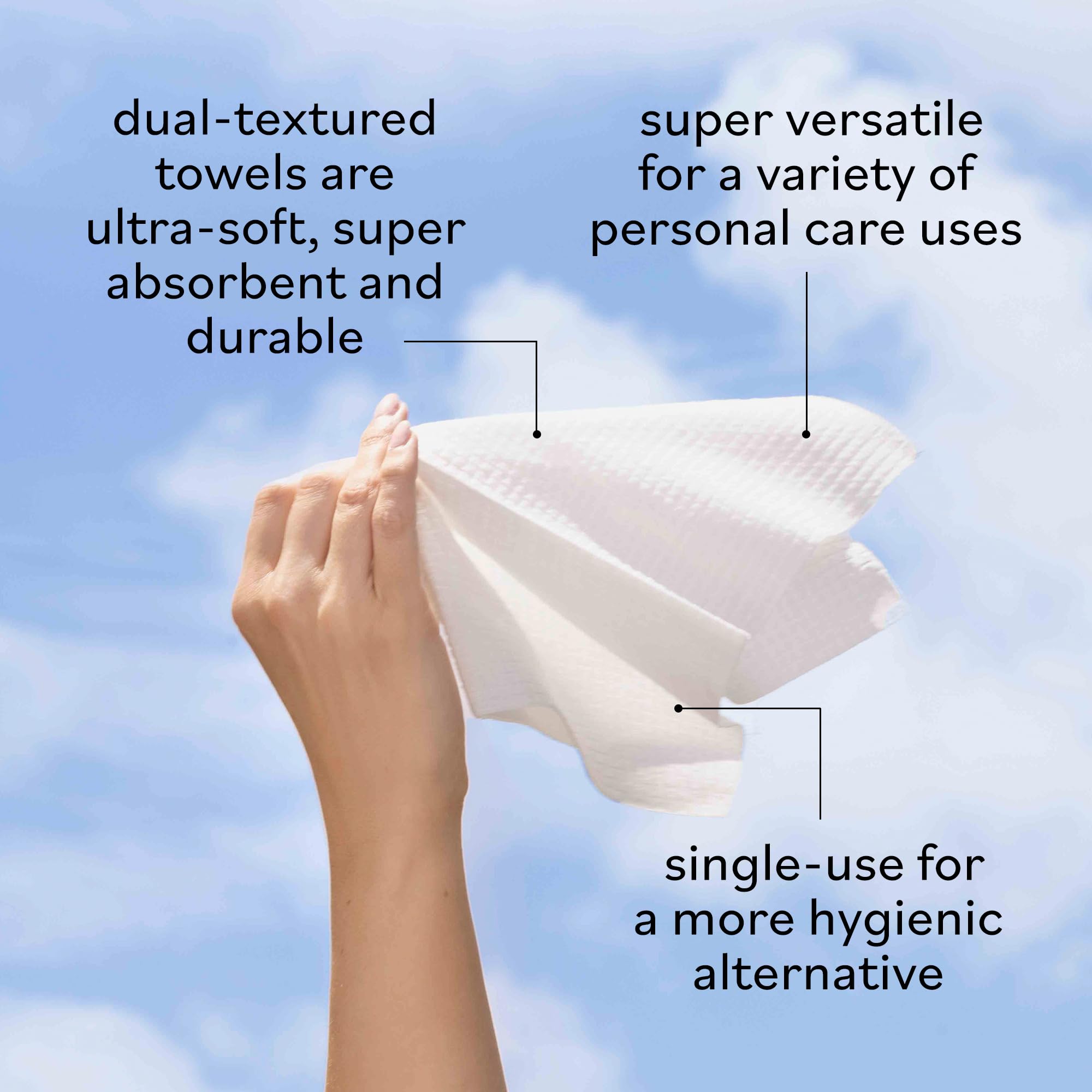 Sky Organics - Gentle Clean Face Towels (1-Pack) - 50 XL Single-Use Face Wipes - Ultra Soft & Dual Textured - Disposable Towel - Makeup Remover Wipes - Cruelty Free - Skin Care Tools - Self Care